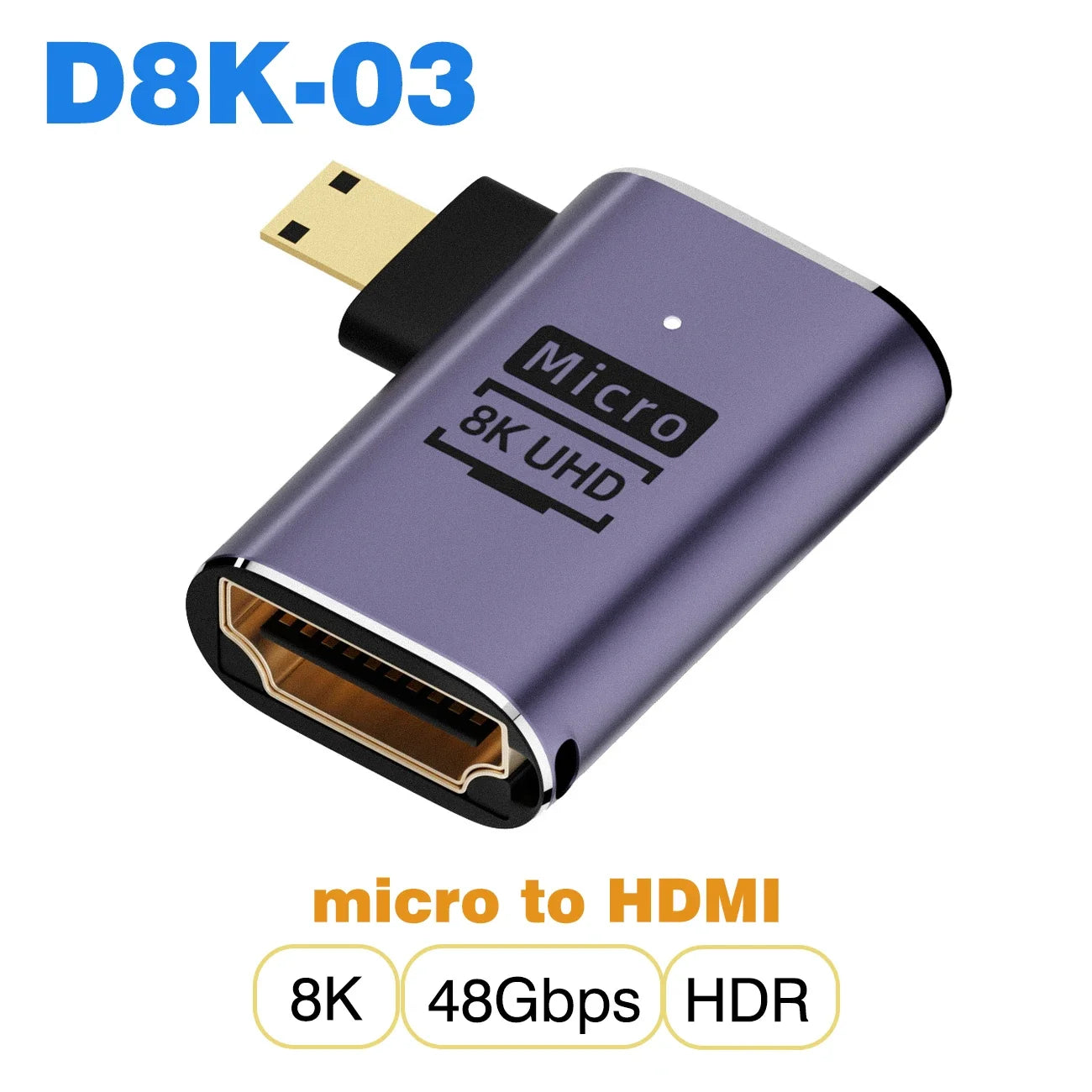 Convertisseur mini micro HDMI vers HDMI 2.1 — 48Gbps, 8K60Hz, 4K120Hz, projecteur, HDTV