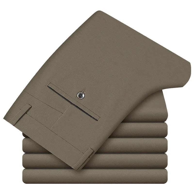 Pantalones informales de algodón para hombre 2024, clásicos, rectos, holgados, de tiro alto, elásticos, ropa de marca, nueva colección 98%