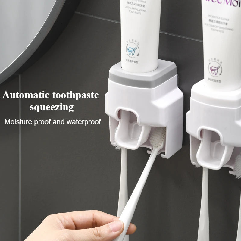 Wall-mounted automatic toothpaste dispenser, bathroom supplies, toothpaste squeezer, toothbrush holder