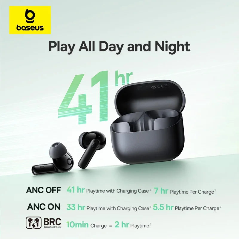 Écouteurs ANC -43dB Bluetooth 6.0 — suppression de bruit, 4 micros ENC, intra-auriculaires sans fil