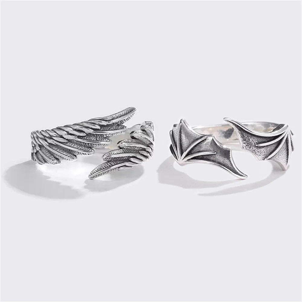 Anime Angel Demon Couple Rings for Women Men, Adjustable Open Animal Ring, Promise Matching Ring, Party Gifts Fashion