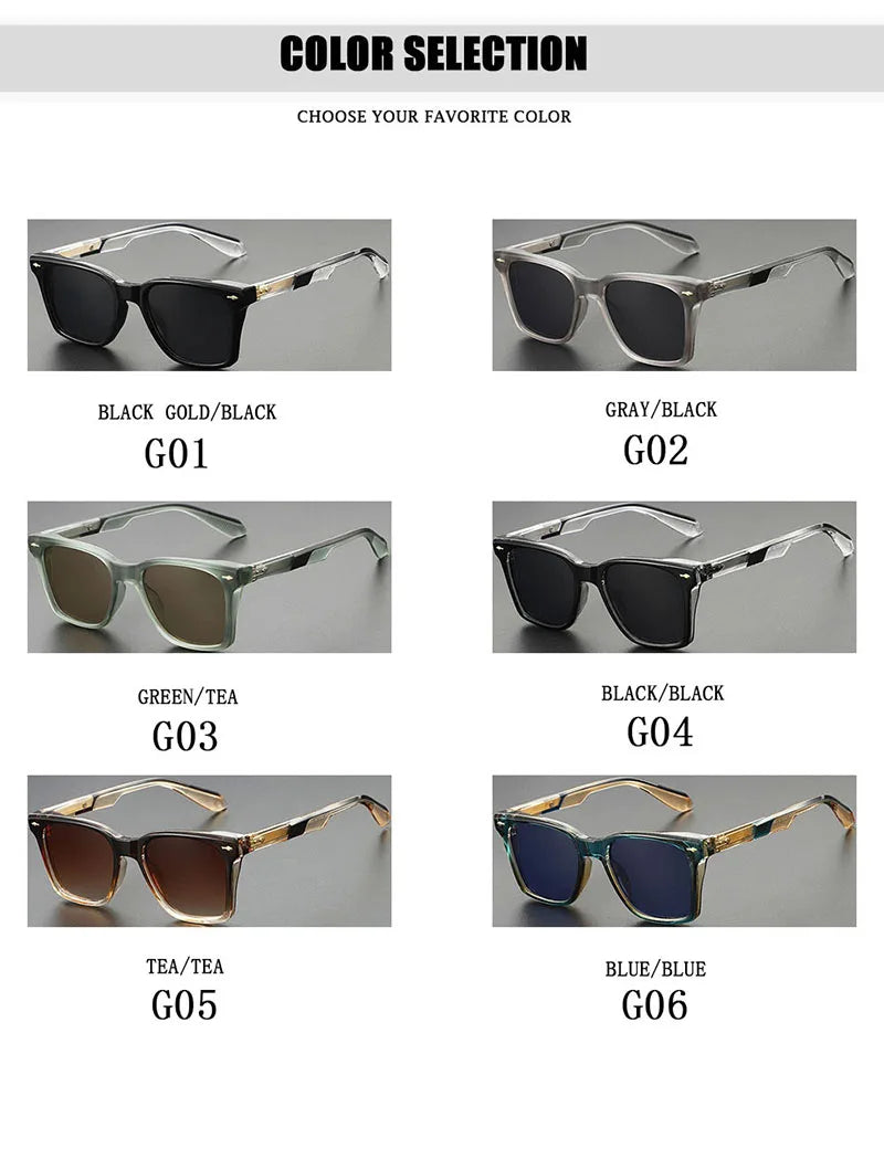 Lunettes de soleil carrées bleues pour hommes — rétro, femmes, à la mode, vintage