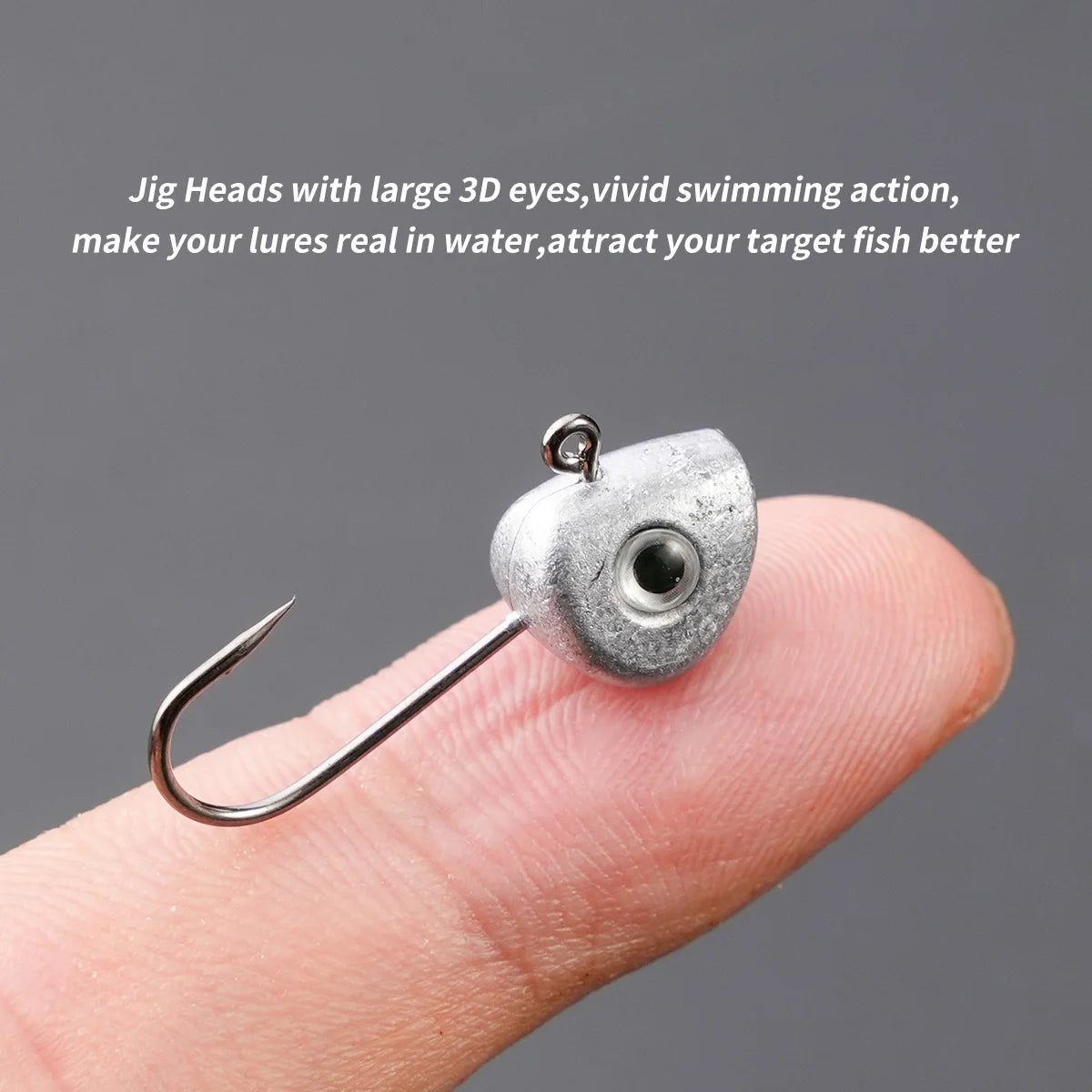 Mini crochet à tête de gabarit avec yeux 3D, leurre souple, ver de pêche, bar, crappie, 0.5g, 1g, 2g, 3g, 4g, 5g, 10 pièces