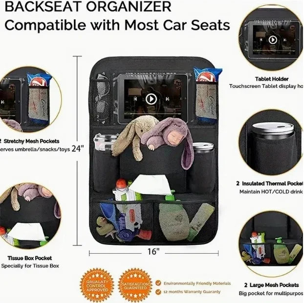 Organisateur de siège de voiture multi-poches, matériau Durable et étanche avec support de tablette, parfait pour les voyages sur route et l'utilisation quotidienne 2026