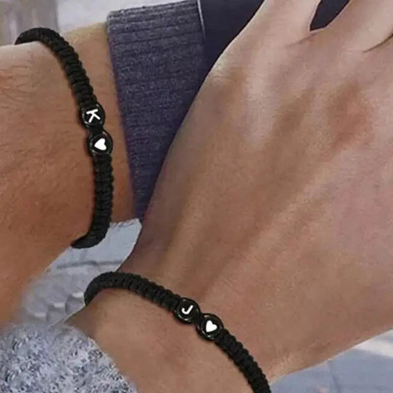 26 Initial Letter Heart Handmade Adjustable Bracelets A-Z Braided Name Bracelets for Women Men Friendship Jewelry Gifts