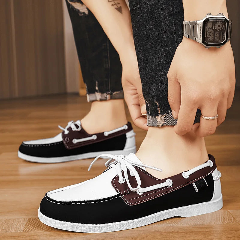 Mocassins Homme Cuir PU Sans Lacet — Chaussures Bateau Confortables & Polyvalentes