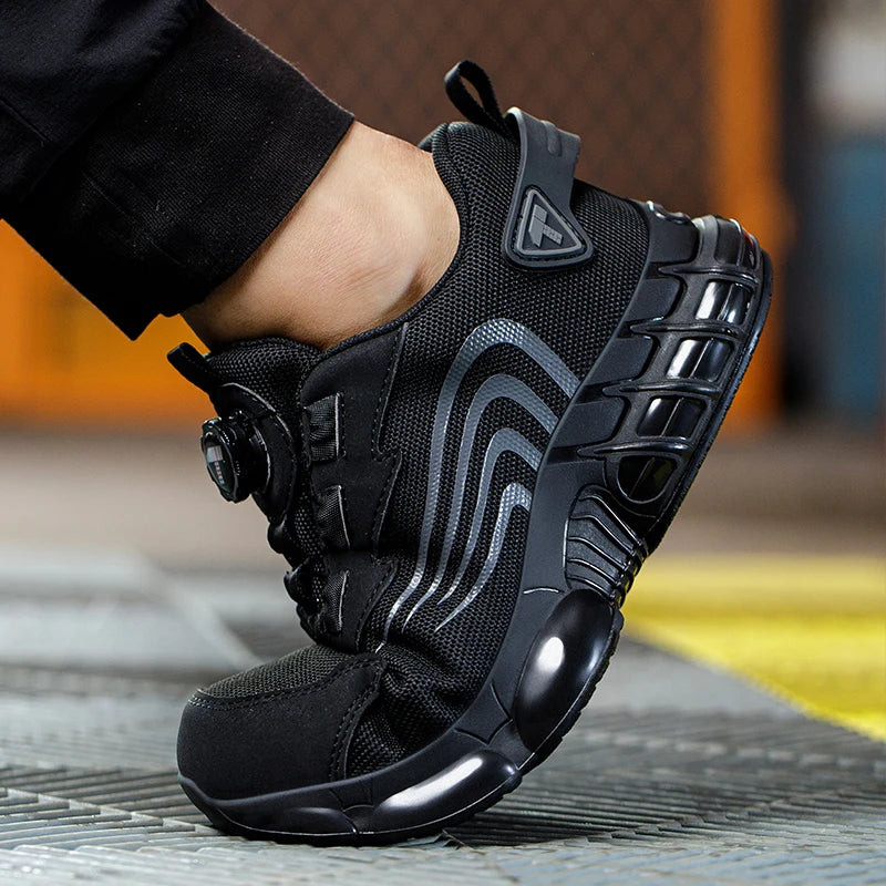 New Men's Rotary Knob Safety Shoes, Anti-Impact and Anti-Puncture Work Shoes, Fashionable Men's Sports Shoes with Professional Safety