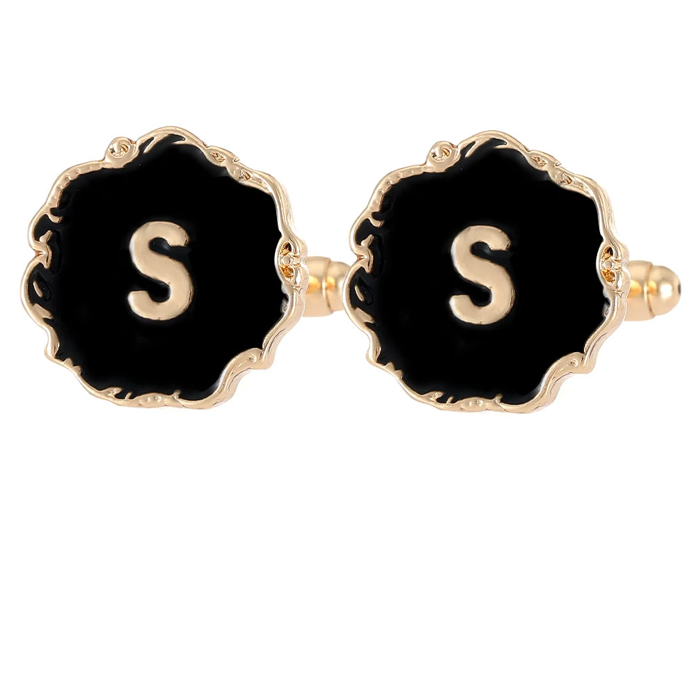 Boutons de manchette classiques pour hommes, 26 lettres initiales de l'alphabet, A B C D E F G H I J K L M N O P Q R S T U, bouton à manches V W X Y Z