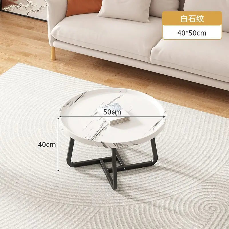 Multifunctional coffee table, modern minimalist living room, combined round side table for home