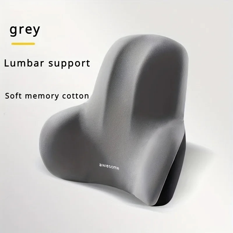 Ensemble de coussins de siège en mousse à mémoire de forme, oreiller lombaire et de siège 2 en 1 pour bureau/voiture, gris et noir, cadeau de vacances pour soulager les maux de dos, 1 pièce