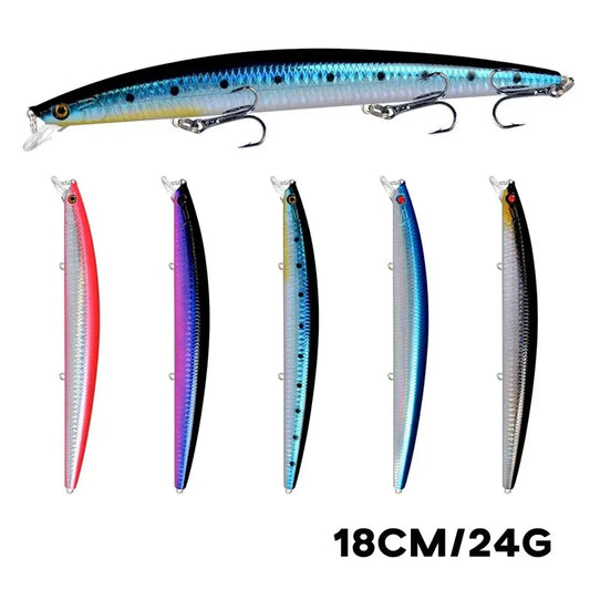 Leurre de pêche méné Laser appât artificiel dur 18 cm 24g yeux 3D crochets pointus appât de pêche en mer coloré manivelle Wobblers
