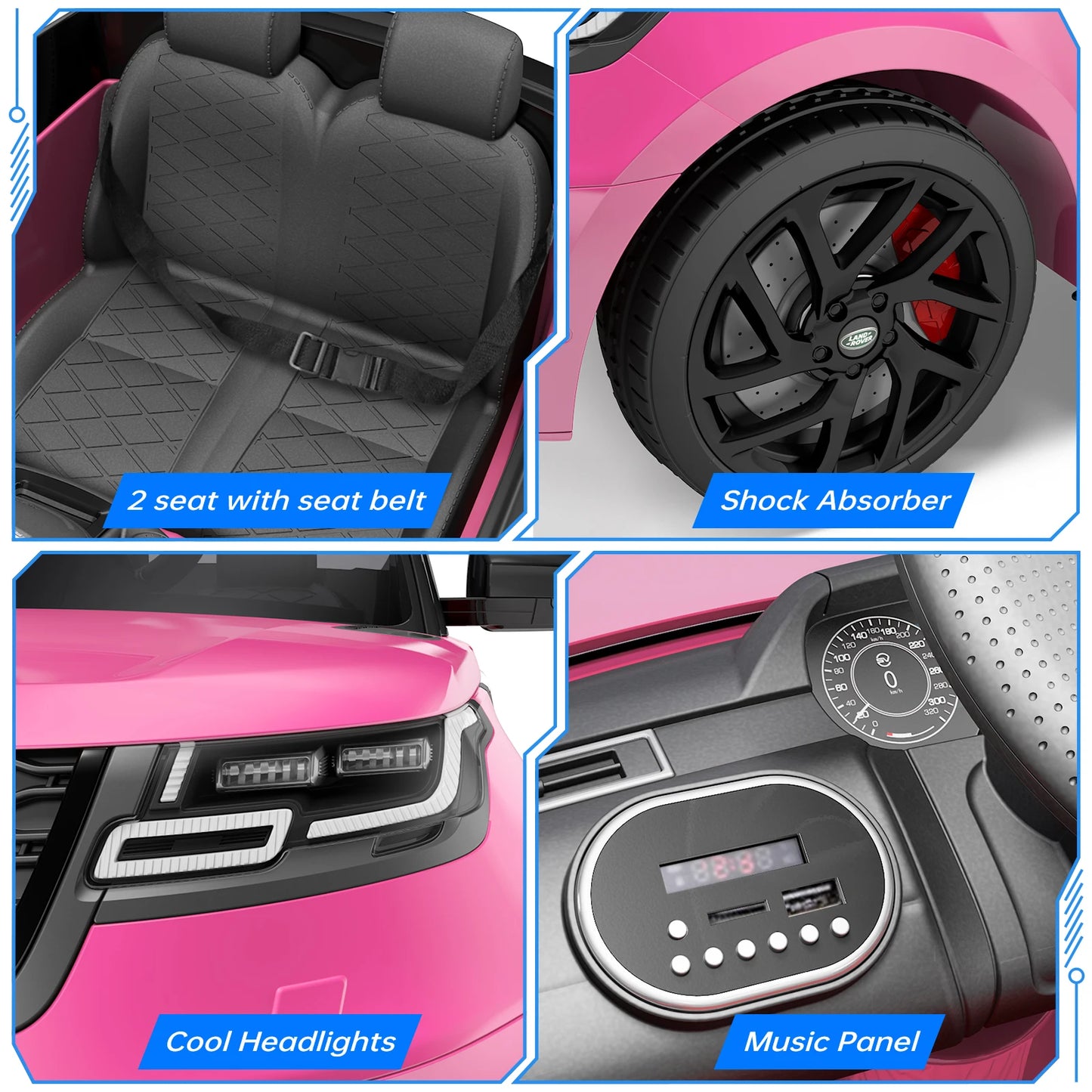 Coche eléctrico para niños, 4 a 8 años, 12V, control remoto para padres, reproductor de MP3, balanceo, nervio, nuevo
