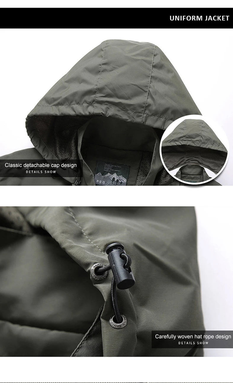 Vestes coupe-vent imperméables pour hommes et femmes, veste tactique décontractée pour randonnée, multi-poches, à capuche, pour la pêche