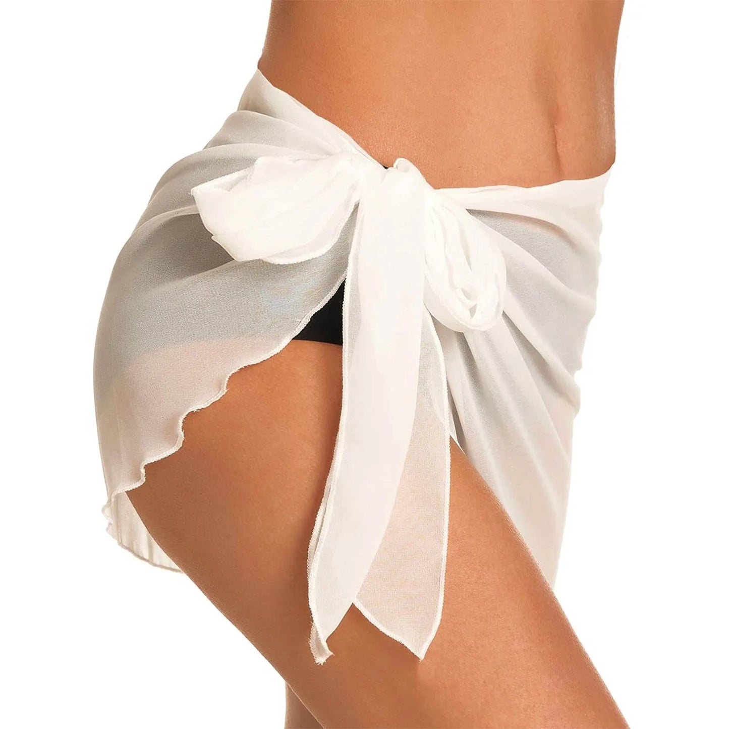 Jupe courte en gaze Sexy, jupe portefeuille de plage rouge, tunique longue, paréos, bikini, Cover-Up pour les maillots de bain, vêtements de plage