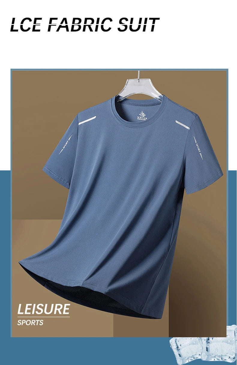 CHRLCK hommes course séchage rapide T-shirts respirant randonnée pêche T-shirts élasticité douce Sports de plein air chemise courte été