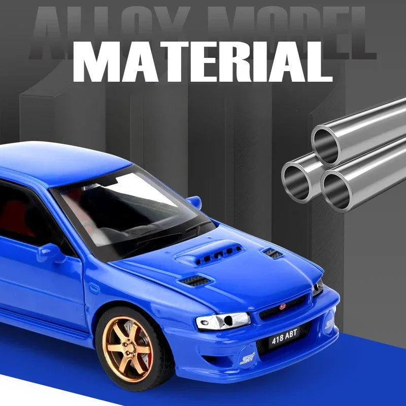 Simulación 1:32 Subaru Impreza WRX 22B STI Modelo de coche modificado de aleación de metal fundido a presión Coche en miniatura Regalo de cumpleaños para niños