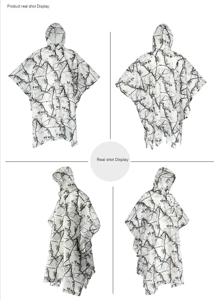 Poncho de Camouflage respirant pour l'extérieur, imperméable tactique de Jungle, observation des oiseaux, randonnée, chasse, combinaison Ghillie, équipement de pluie de voyage