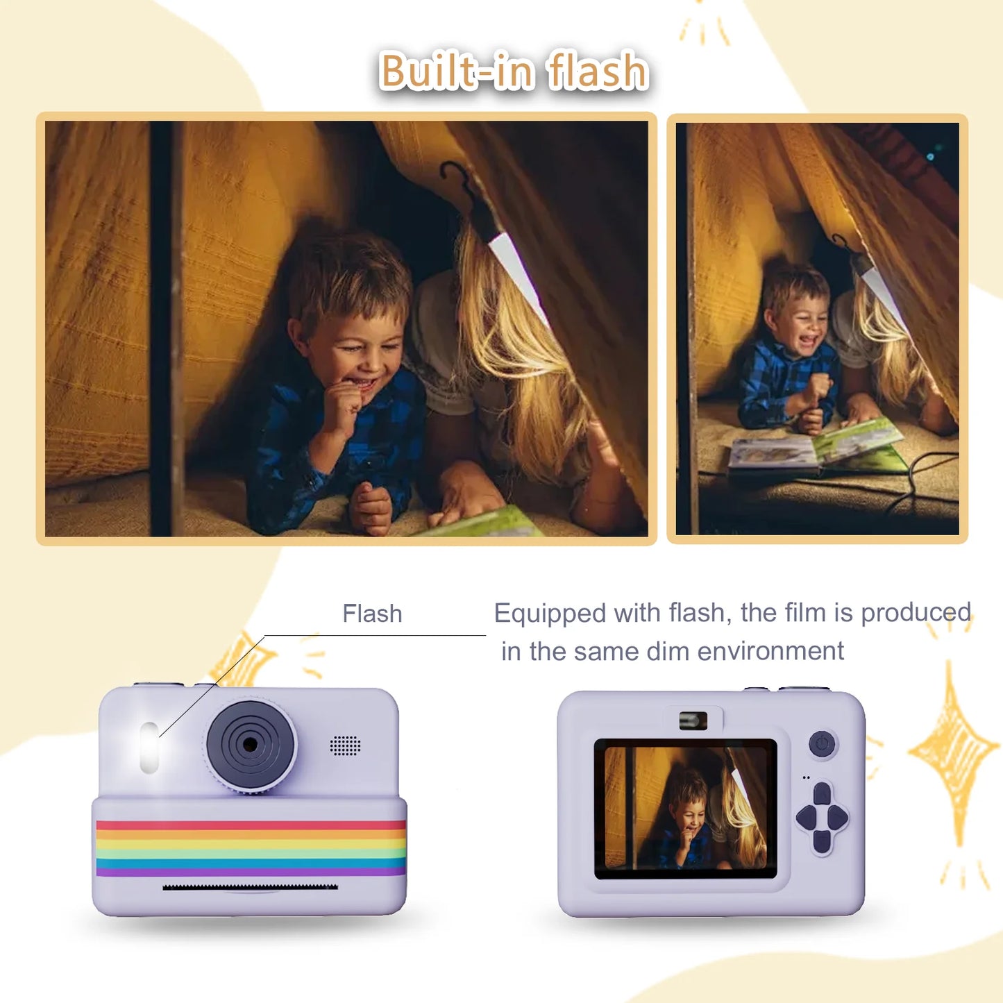 Cámara digital para niños para fotografía Mini impresora térmica portátil Impresión instantánea Cámara de fotos para niños Juguete de video HD de 2.8 pulgadas Regalos