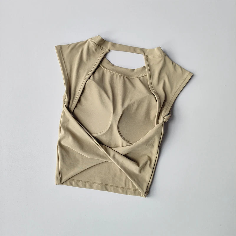 Top de tirantes deportivo sexy para mujer, con almohadillas para el pecho, esmalte cubierto, secado rápido, yoga adelgazante, top ajustado, ropa