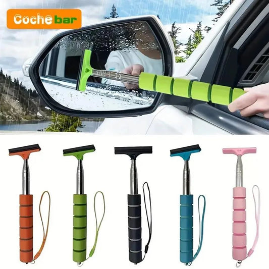 Car Rearview Mirror Wiper, Telescopic Handle Car Rearview Mirror Wiper, Durable Stainless Steel Automotive Window Cleaning Tools, Cleaning Brush