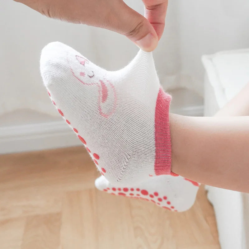 6 pares de calcetines de algodón para niños, bonitos dibujos de animales, cómodos, transpirables, antideslizantes, para bebés