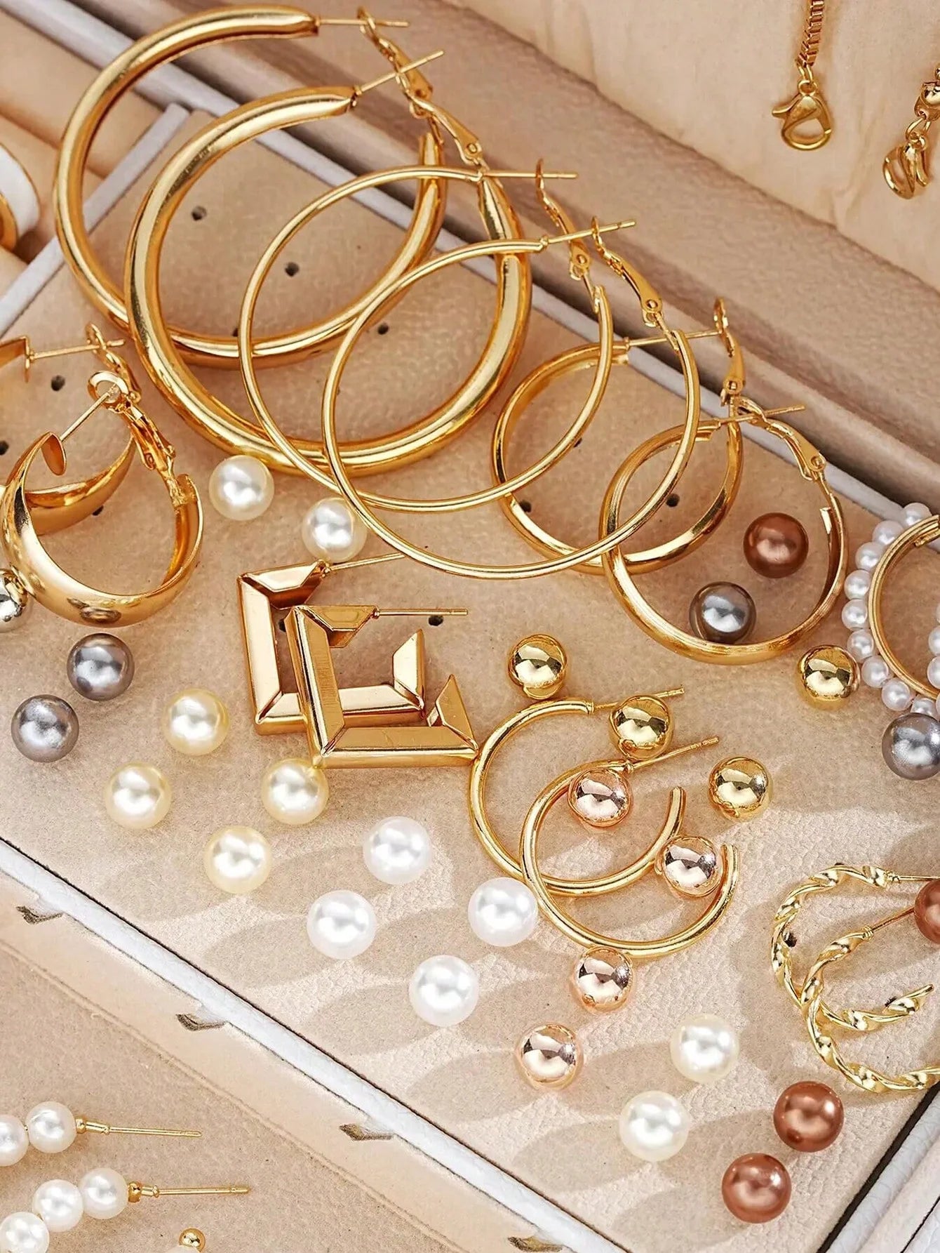 Juego de joyas de 86 piezas/conjunto de pendientes de perlas elegantes, collar multicapa, aretes, anillos, juego de joyas 4 en 1 para mujer, uso diario, regalo (sin caja)