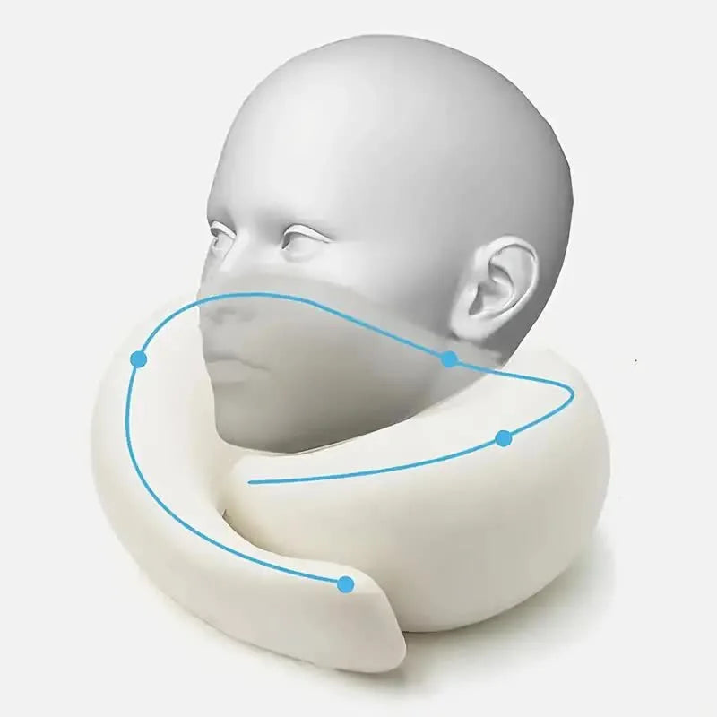 Almohada de viaje en forma de U de espuma viscoelástica, estilo caracol, soporte para el cuello, portátil, ajustable, suave, para siesta, almohadas para dormir