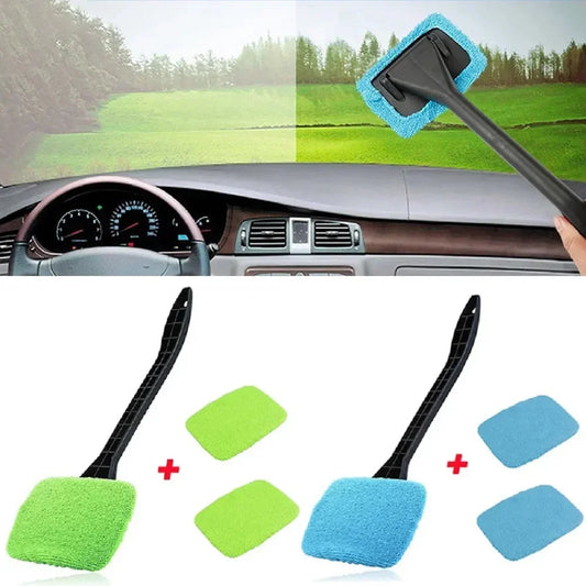 New Car Window Cleaning Brush Kit, Windshield Cleaning Tool, Interior Wiper with Long Handle, Car Accessories