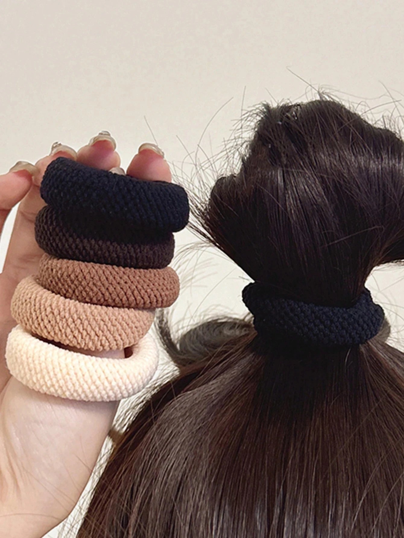 Gomas para el pelo simples y versátiles, mezcla de colores, alta elasticidad, gruesas, respetuosas con el cabello (color aleatorio), cuerda para el pelo, 5/10