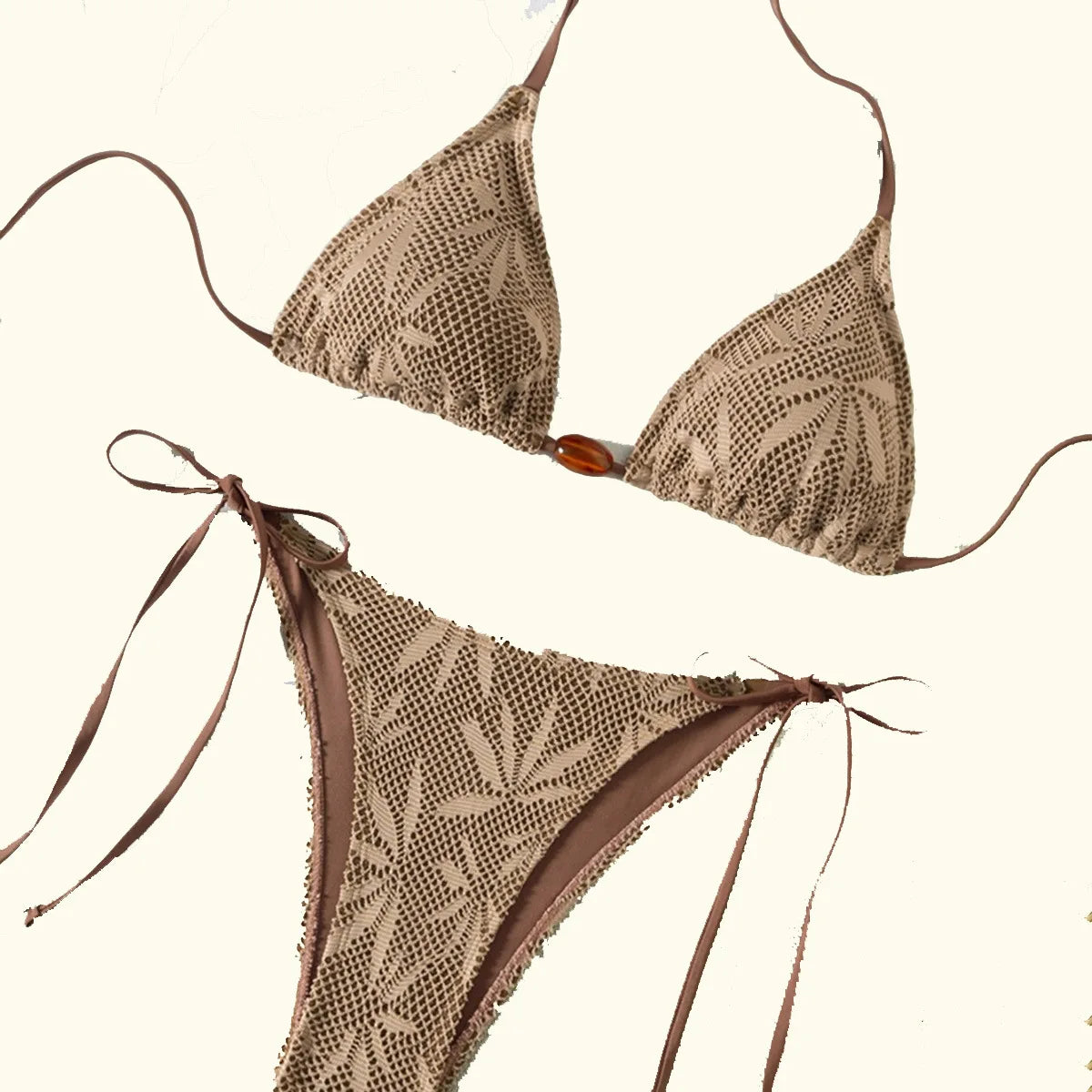 Maillot de bain deux pièces en tissu texturé pour femmes, ensemble deux pièces, avec cravate perlée, Sexy, nouvelle collection 2026