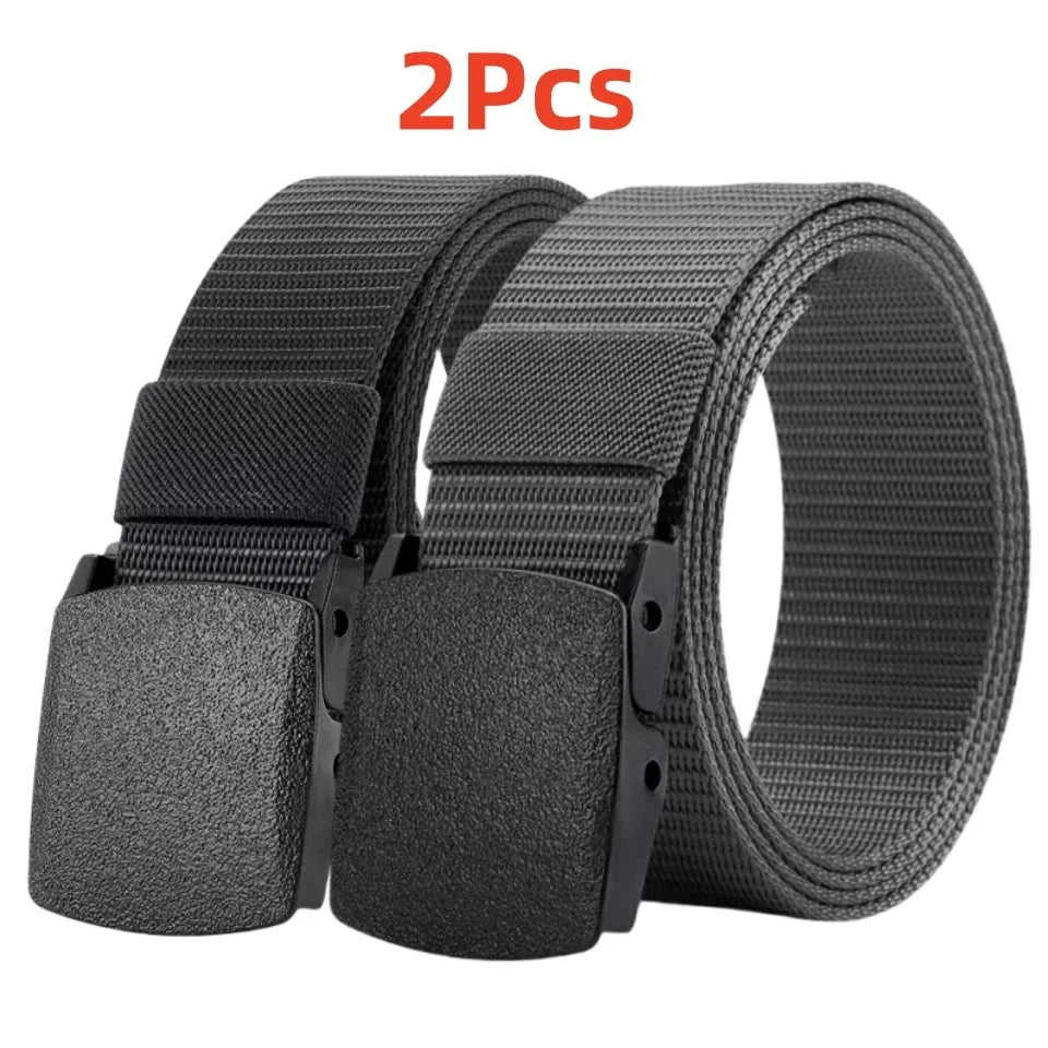 Ceinture en Nylon à boucle automatique pour hommes, 2 pièces, pour la chasse en plein air, tactique multifonctionnelle en toile, de haute qualité
