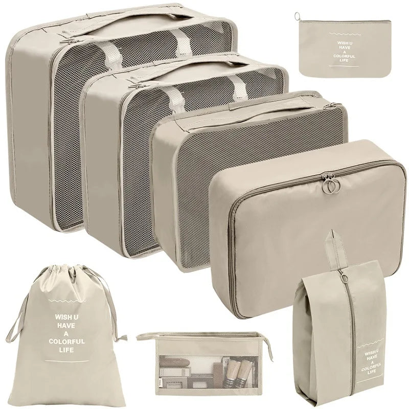 7/8/9/10 pièces ensemble organisateur de voyage sacs de rangement valise emballage Cubes ensemble étuis Portable bagages vêtements chaussure bien rangé pochette pliante