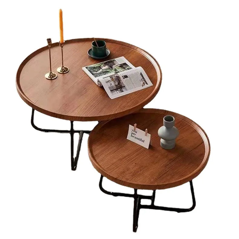 Multifunctional coffee table, modern minimalist living room, combined round side table for home