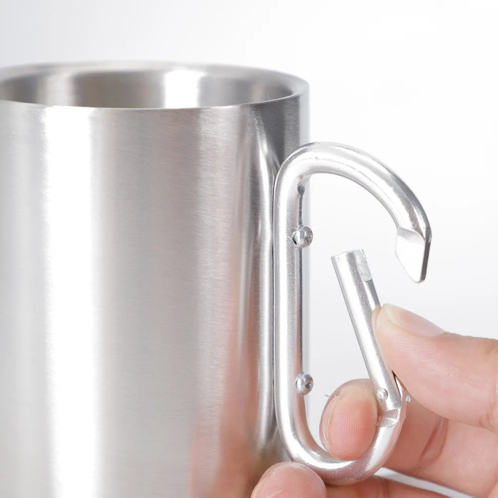 Bouton d'alpinisme en plein air, tasse d'eau, voyage Camping, bouton Portable en acier inoxydable, matériau 201, 1 pièce