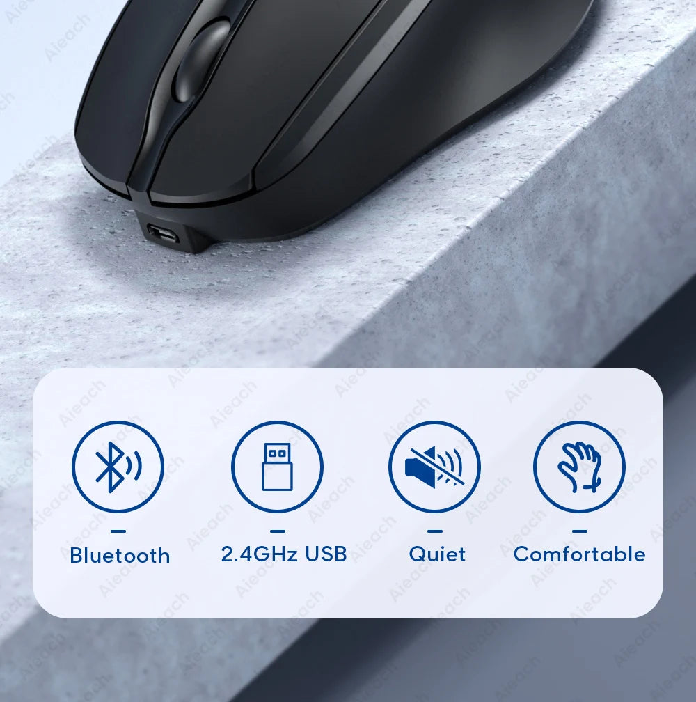Souris Bluetooth sans fil Portable compacte ergonomique 2.4G USB silencieuse 1600DPI 500mAh Rechargeable pour PC tablette ordinateur Portable MacBook