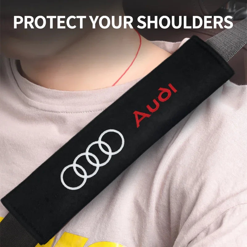 Seat Belt Shoulder Protection Pad with Car Logo, 1/2pcs, for Audi A3 A4 A5 A6 A7 A8 S4 S5 S6 S7 S8 RS3 RS4 RS5 Q3 Q5 Q7