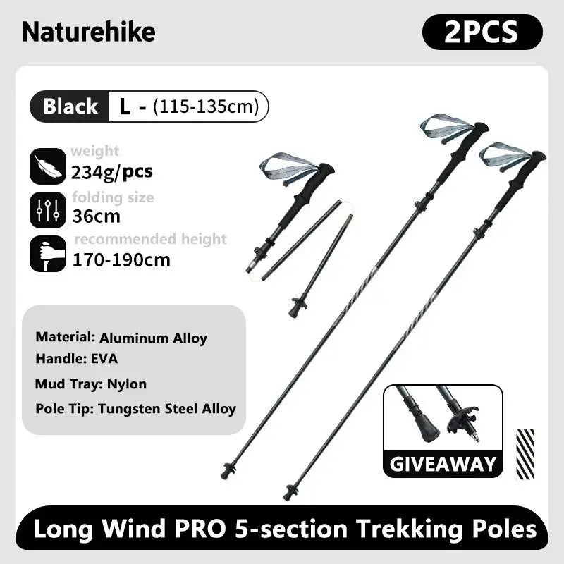 Naturehike – bâtons d'escalade ultralégers, pliables, pour l'extérieur, en Fiber de carbone, à verrouillage rapide
