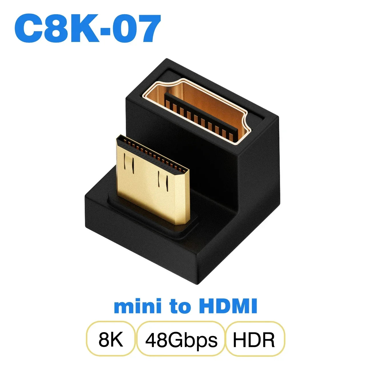 Convertisseur mini micro HDMI vers HDMI 2.1 — 48Gbps, 8K60Hz, 4K120Hz, projecteur, HDTV