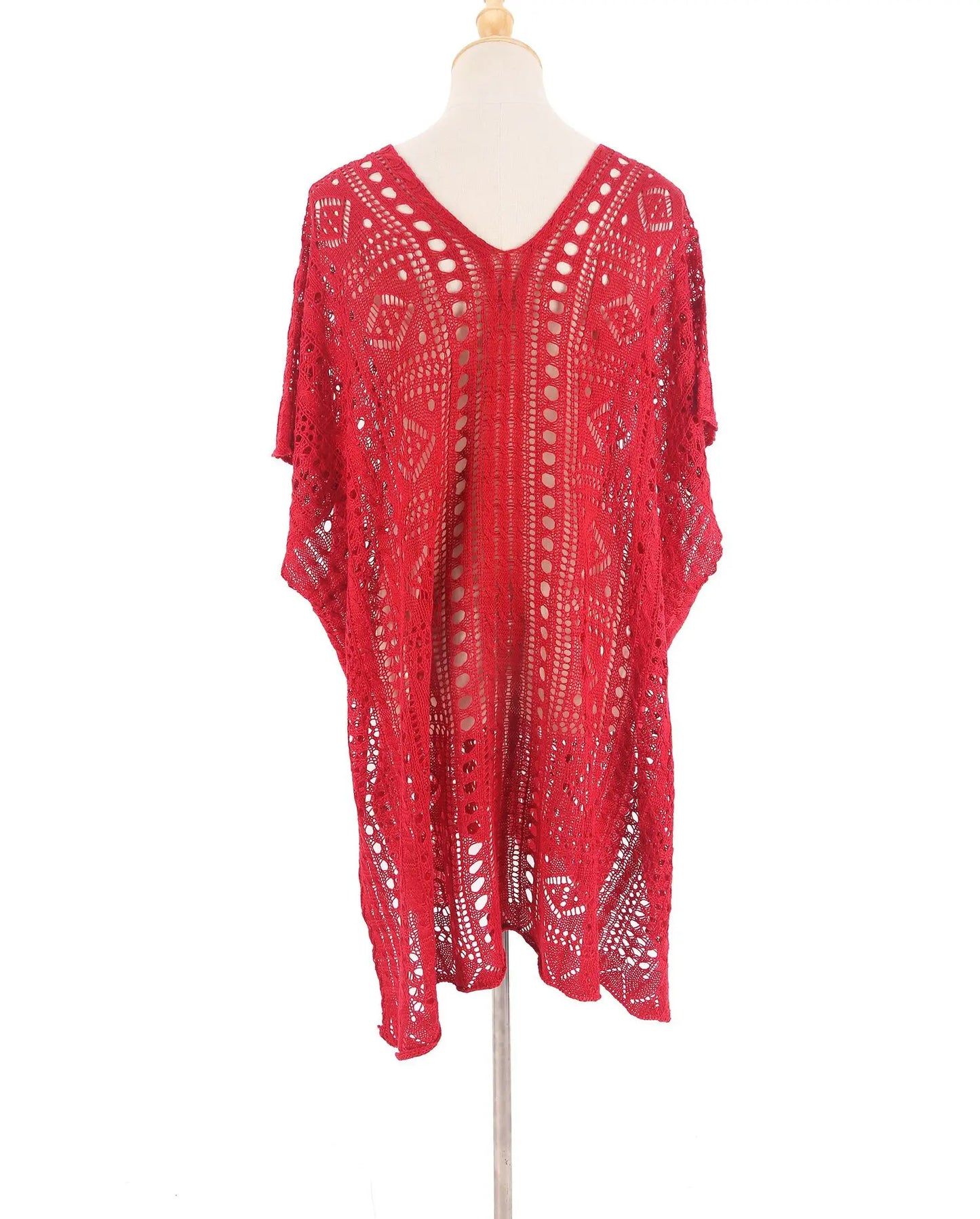 Robe tunique longue crochet blanc tricoté — plage, paréo, bikini, cache-maillot, 2025