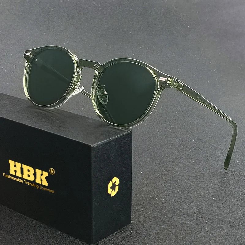 HBK Gafas de sol polarizadas redondas para hombre, montura TR90 a la moda, gafas de sol deportivas para mujer, protección UV400, gafas de sol para hombre