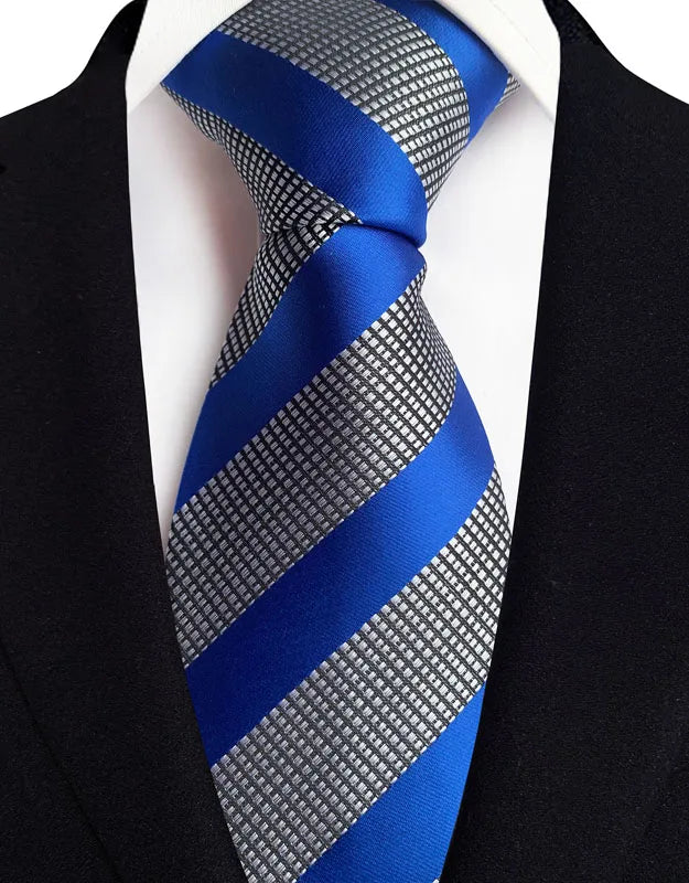 Corbata clásica de cachemira a rayas para hombre, 8 cm, Jacquard, de lujo, color azul real, accesorios, uso diario, regalo para fiesta de boda