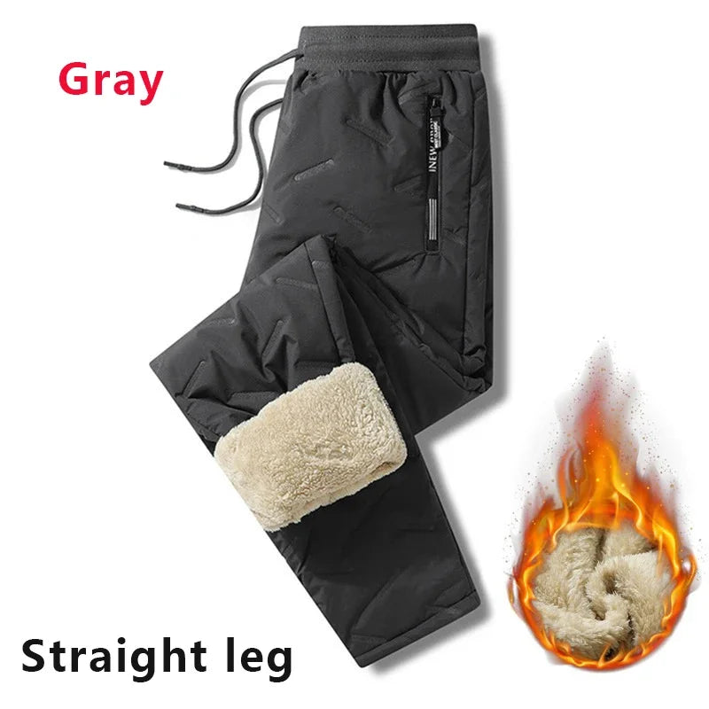Pantalón de chándal térmico de lana de cordero para hombre, pantalón cálido de algodón, pantalón impermeable, pantalón cortavientos, ropa de chándal de invierno, aspecto de peluche, sonrisa, fjCasual