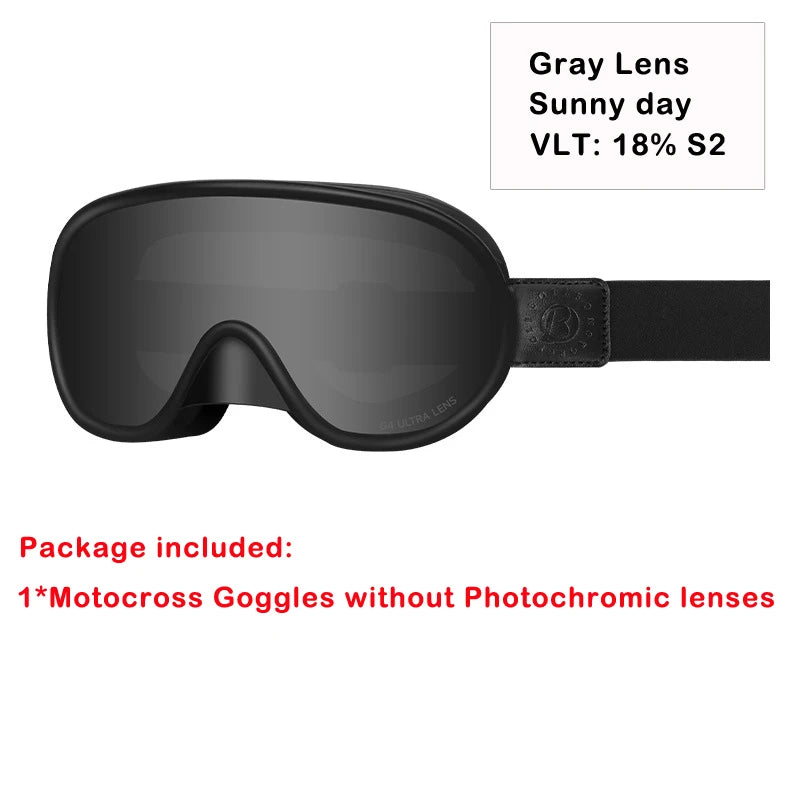 BOLLFO Vintage Photochromic Motorcycle Goggles Motocross Riding Gear UV400 Anti-Fog Ski Snowmobile Snowboard Goggles