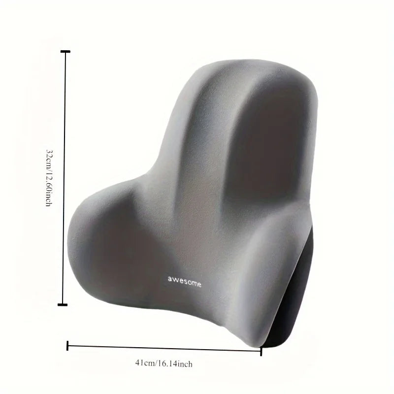 Ensemble de coussins de siège en mousse à mémoire de forme, oreiller lombaire et de siège 2 en 1 pour bureau/voiture, gris et noir, cadeau de vacances pour soulager les maux de dos, 1 pièce
