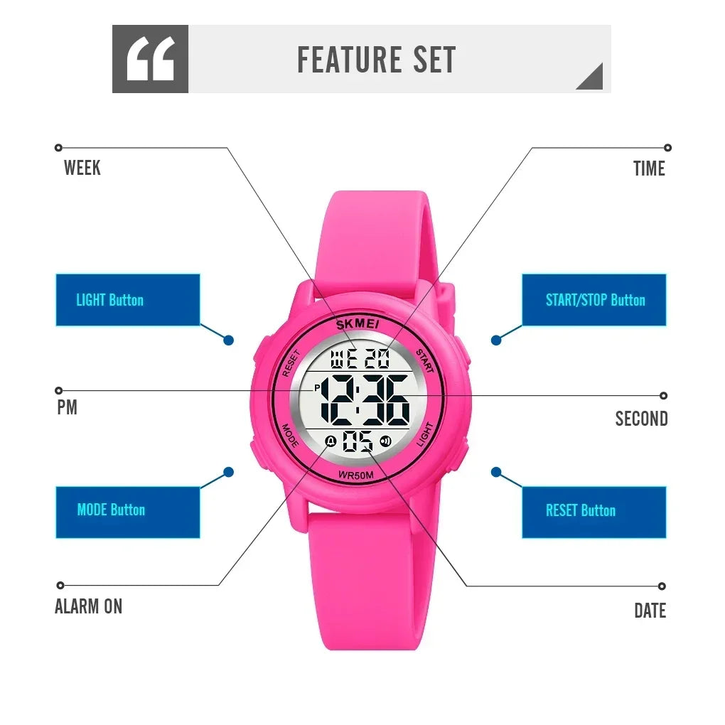 SKMEI 1721 Waterproof Alarm Children's Watches Kids Watch Boys Girls Sport Children's Watch Colorful LED Kids Digital Watches