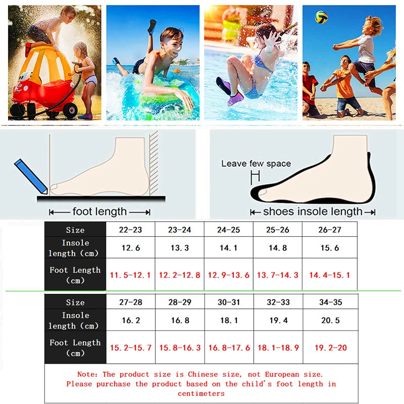 Chaussures d'eau pieds nus pour enfants, chaussures d'été légères pour enfants, pataugeoire, pêche en mer, séchage rapide, pour garçons et filles