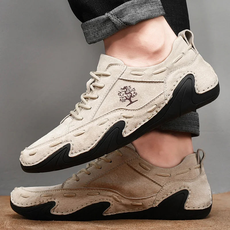 Zapatos casuales de cuero para hombre, zapatillas deportivas hechas a mano, mocasines transpirables, marca de lujo, zapatos náuticos, talla grande 38-48