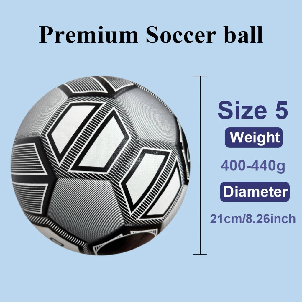 Ballon de Football Taille 5 PU Sans Couture — Match d’Équipe & Entraînement Extérieur