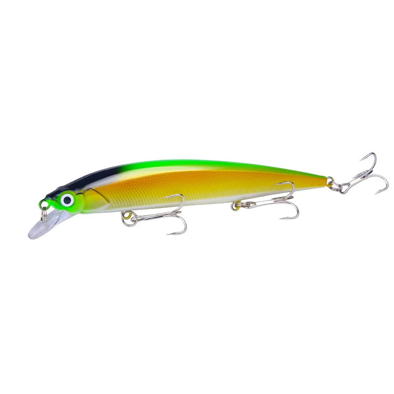 1 pièces leurre de pêche Wobbler réaliste yeux 3D 14 cm/18.5g vairon appât dur artificiel matériel de pêche leurre flottant avec 6 #   Crochets