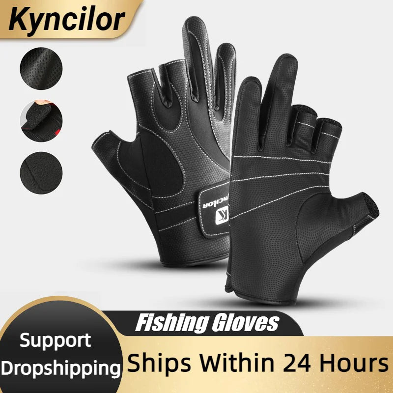 Gants De pêche sans doigts, coupe à 3 doigts, résistance en cuir, gants De pêche, survie, Camping, randonnée, outil De sauvetage